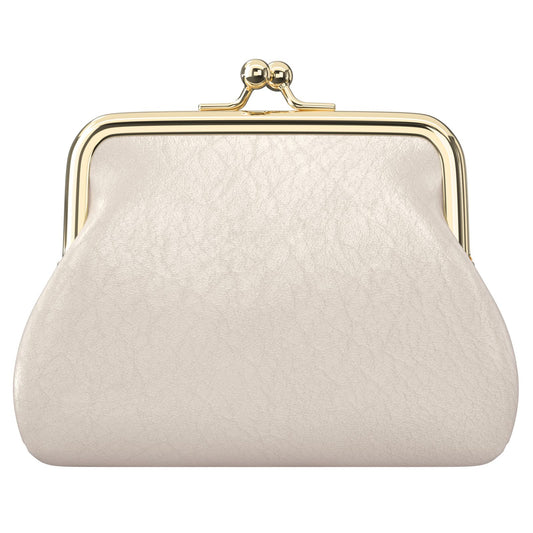 Coin Purse, Small PU Leather Change Purse, Coin Wallet with Clasp, Car Change Holder Pouch for Woman Men Kids Girls, Apricot