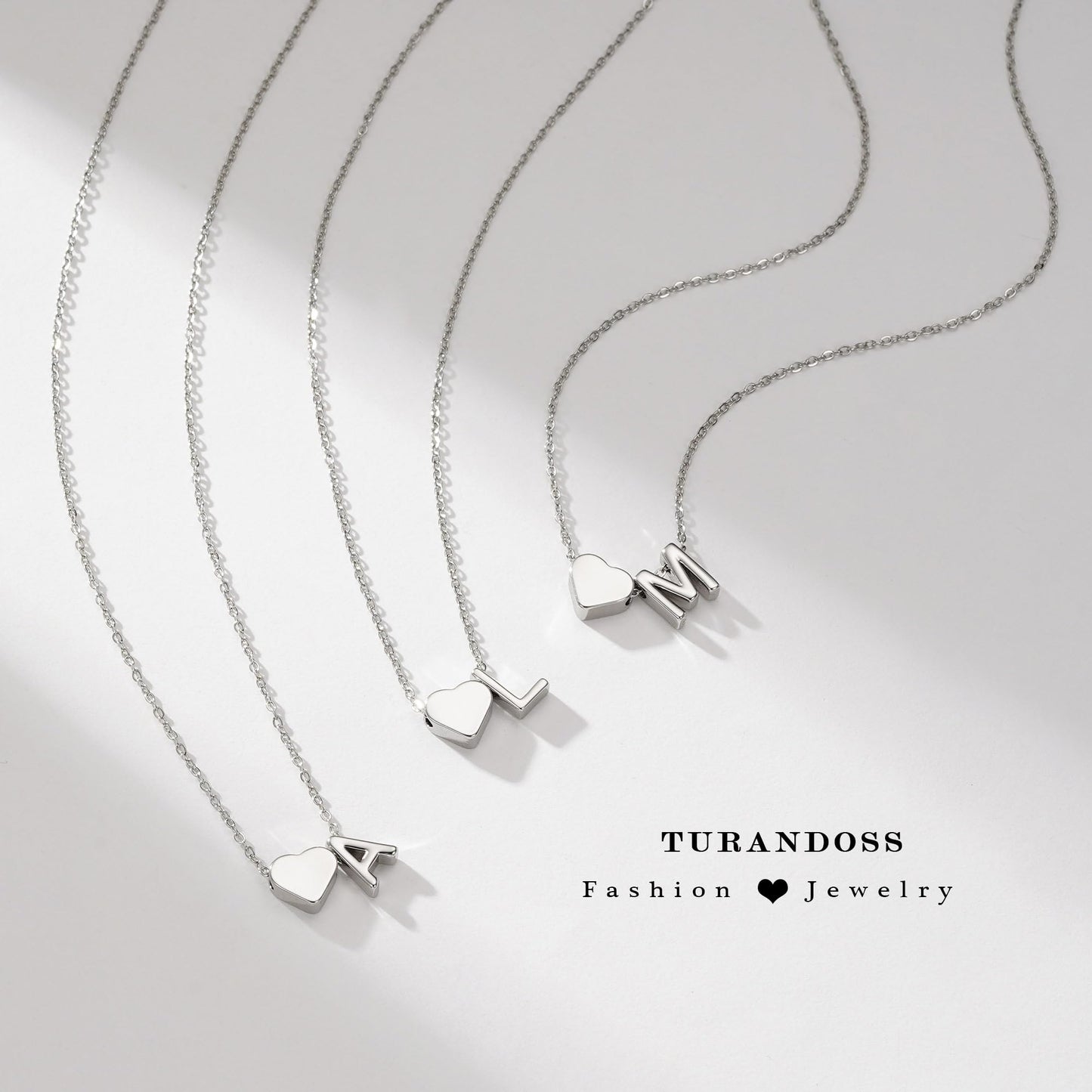 Turandoss Heart Initial Necklace for Women, Heart Initial P Dainty Necklaces Tiny Silver Necklaces Birthday Gifts for Women Jewelry