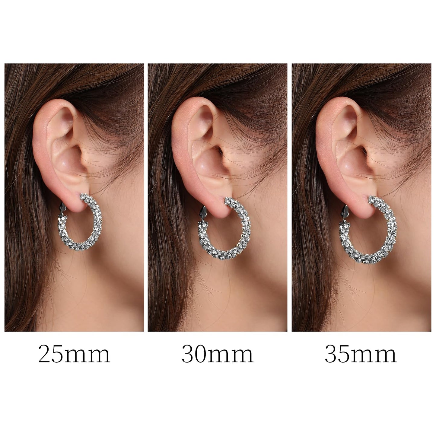 SayovatBek 14K Gold Plated 25–35mm Lightweight Hoop Earrings for Women, Cubic Zirconia, 925 Sterling Silver Post, Hypoallergenic Jewelry