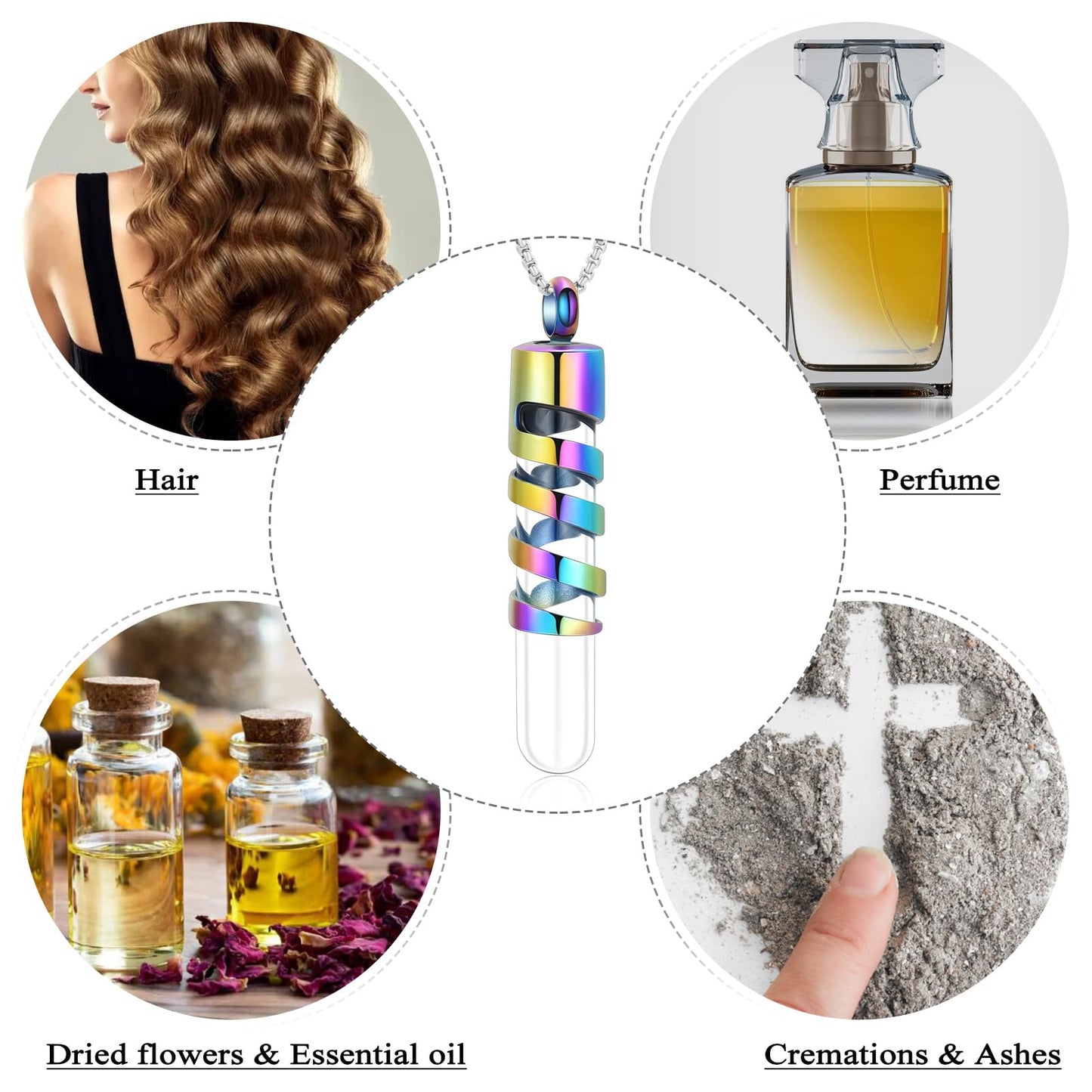 Oinsi Clear Glass Tube Cremation Urn Jewelry Ashes Holder Necklace Keepsake Memorial Pendant Including Box/Fill Kits