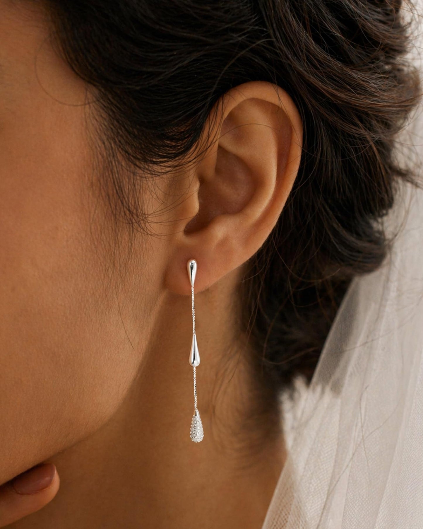 Asdecy 925 Sterling Silver Dangle Drop Earrings for Women Long Dangle Cubic Zirconia Elegant Prom Bridal Bridesmaid Wedding Anniversary Dangling Trendy Jewelry