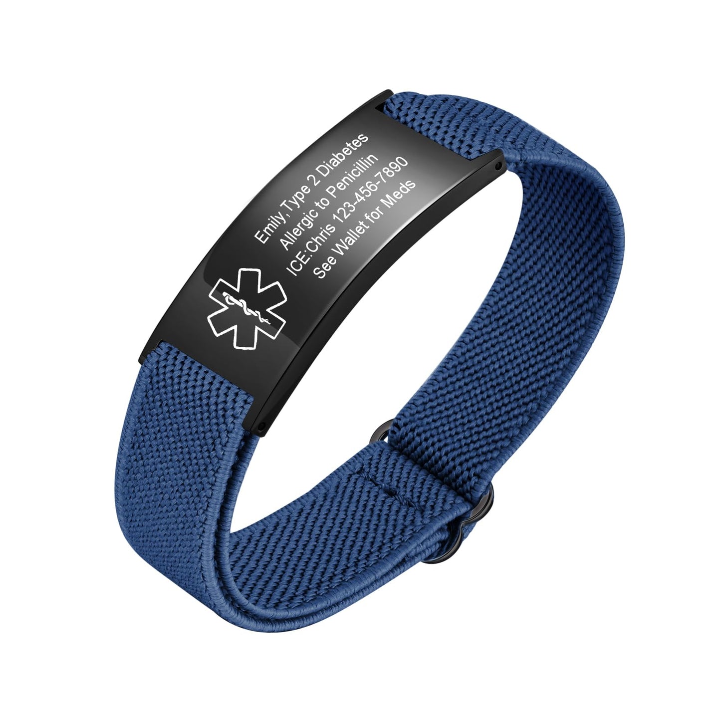 VNOX Medical Alert Bracelets for Men & Women with Free Engraving Adjustable Stainless Steel Mesh Emergency Medical ID Bracelets Wristband