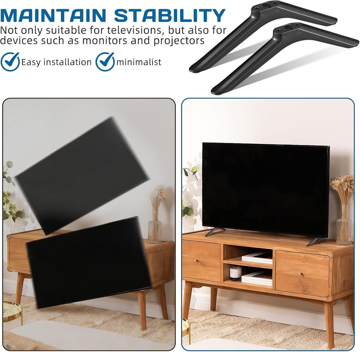 32 Inch 32 Inch NUOBESTY Universal Tv Stand Legs Tv Feet Tabletop with Screws Replacement Tv Stand Mount Leg for Smart