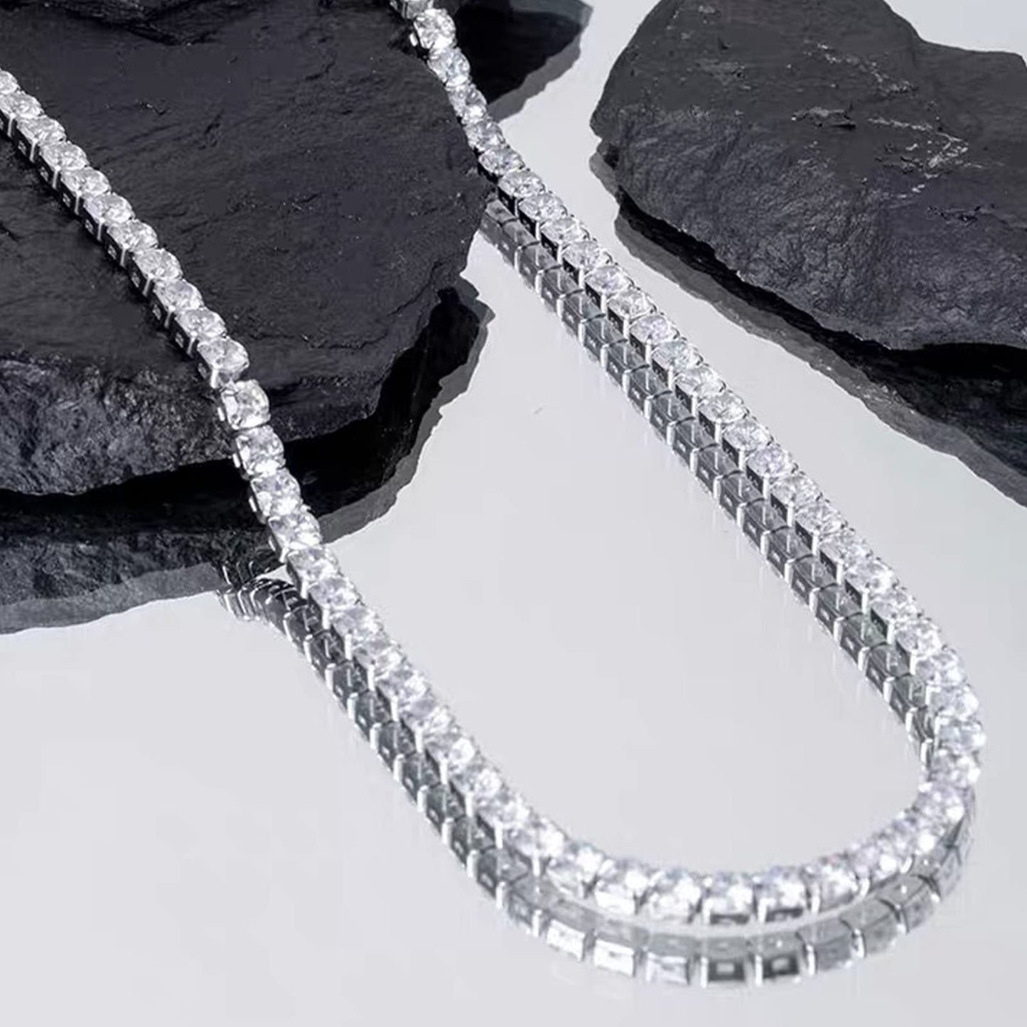 LULII Tennis Necklace Set for Women Dainty Sterling Silver Necklace and Earring Sets Diamond Earrings Crystal Bracelets for Women Silver Jewelry Sets for Bride Gift