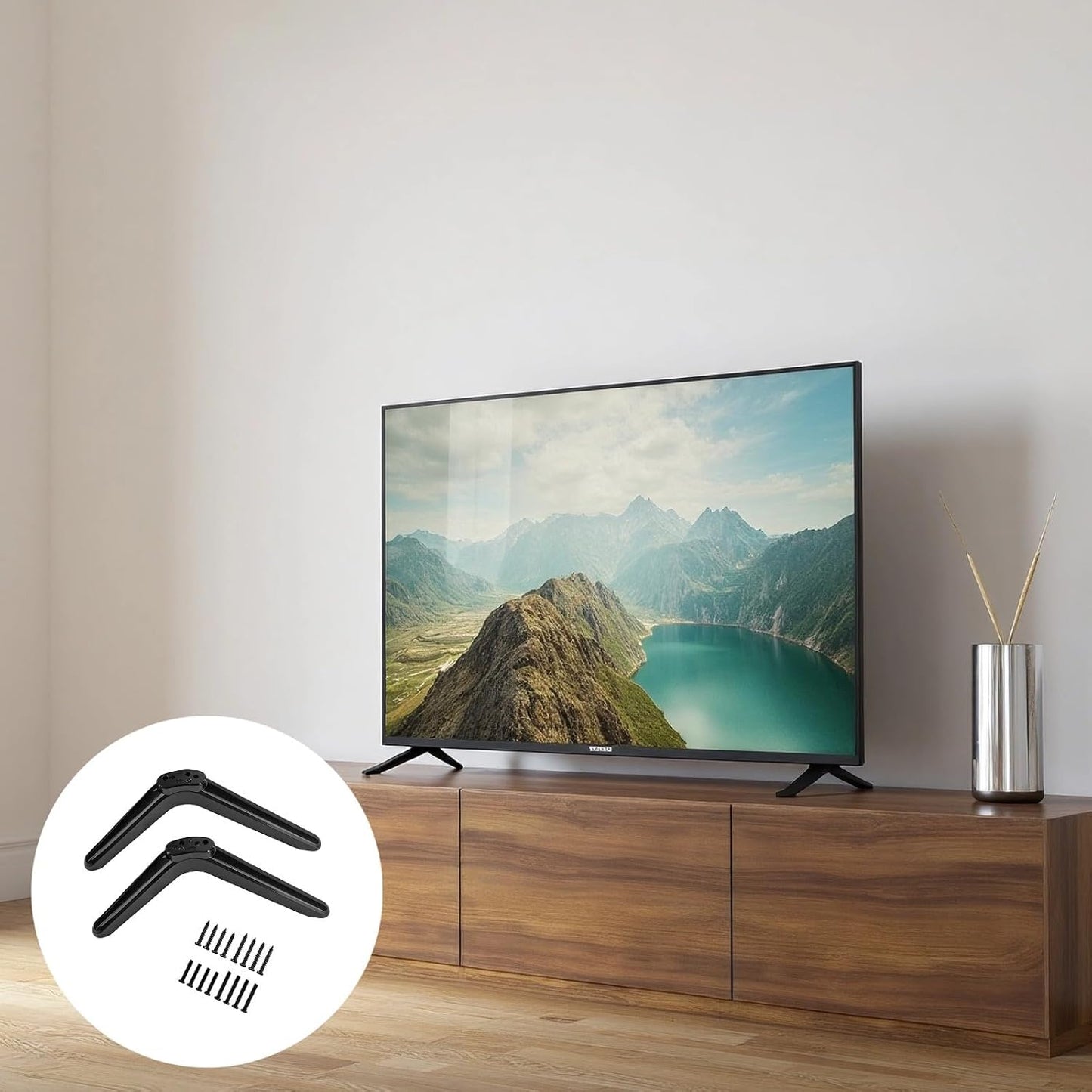 BOSREROY 2 Tv Stand Legs for Universal Tvs, Pcs Tv Base with Screws, Abs for Tv, Adjustable Port, Space-Saving Design