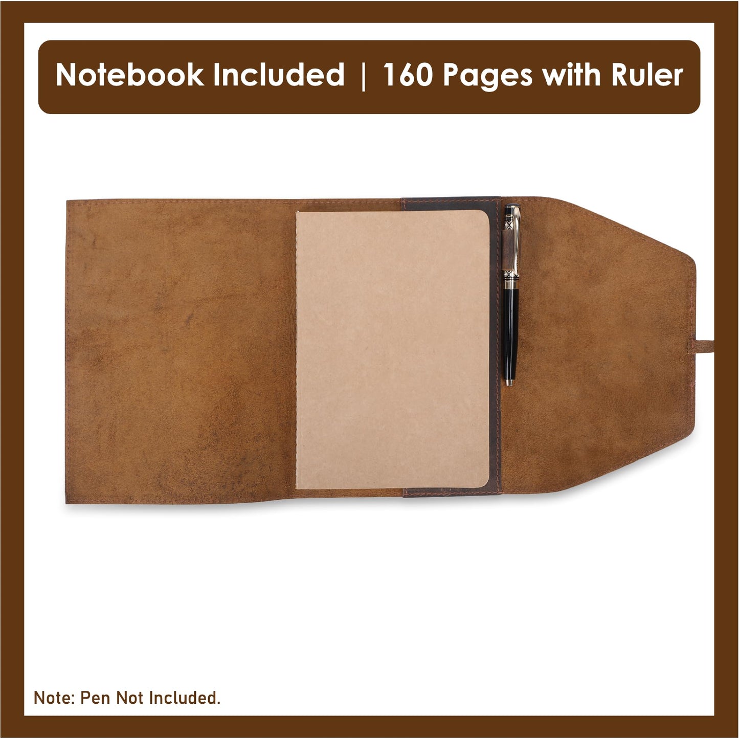 TheAntiq Refillable Leather Journal A5 Planner Handbook Bible Cover A5 Notebook Cover with Pen Loop, Gift for Him and Her
