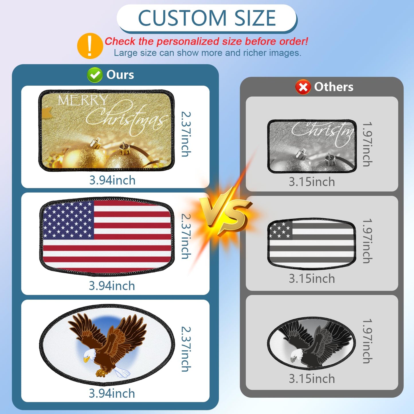iFForce 60 PCs Sublimation Blanks Patches - 4 Shapes Large Iron-on Patch with Black Border - Exquisite Fabric Patches for DIY Hats Backpack T-Shirt Project (Mixed)