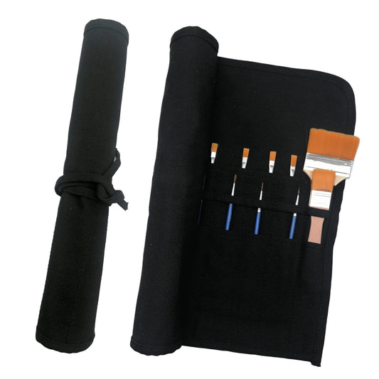 Funny live Paint Brush Holder Art Supplies, Artist Brush Holder & Storage Organizer Roll-Up Case Bag, Protect Acrylic Oil Watercolor Paintbrushes (Black 22 Slot Pockets)