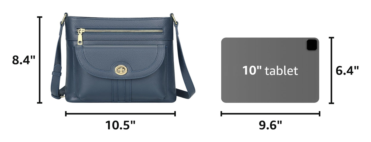 Over Earth Genuine Leather Crossbody Bags for Women Trendy Purses and Ladies Shoulder Handbags(O202E-2G Indigo Blue)