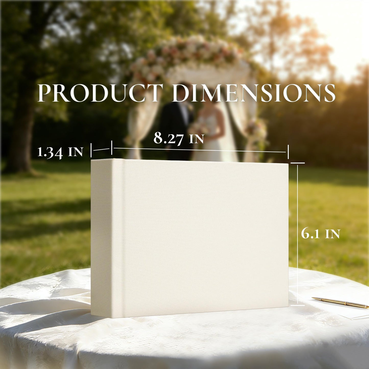 Vienrose Wedding Guest Book Journal for Polaroid, Wedding Registry Must Haves Things with 32 Blank Pages and Thick Paper, Create Your Linen Photo Customizable Memory Album, Beige