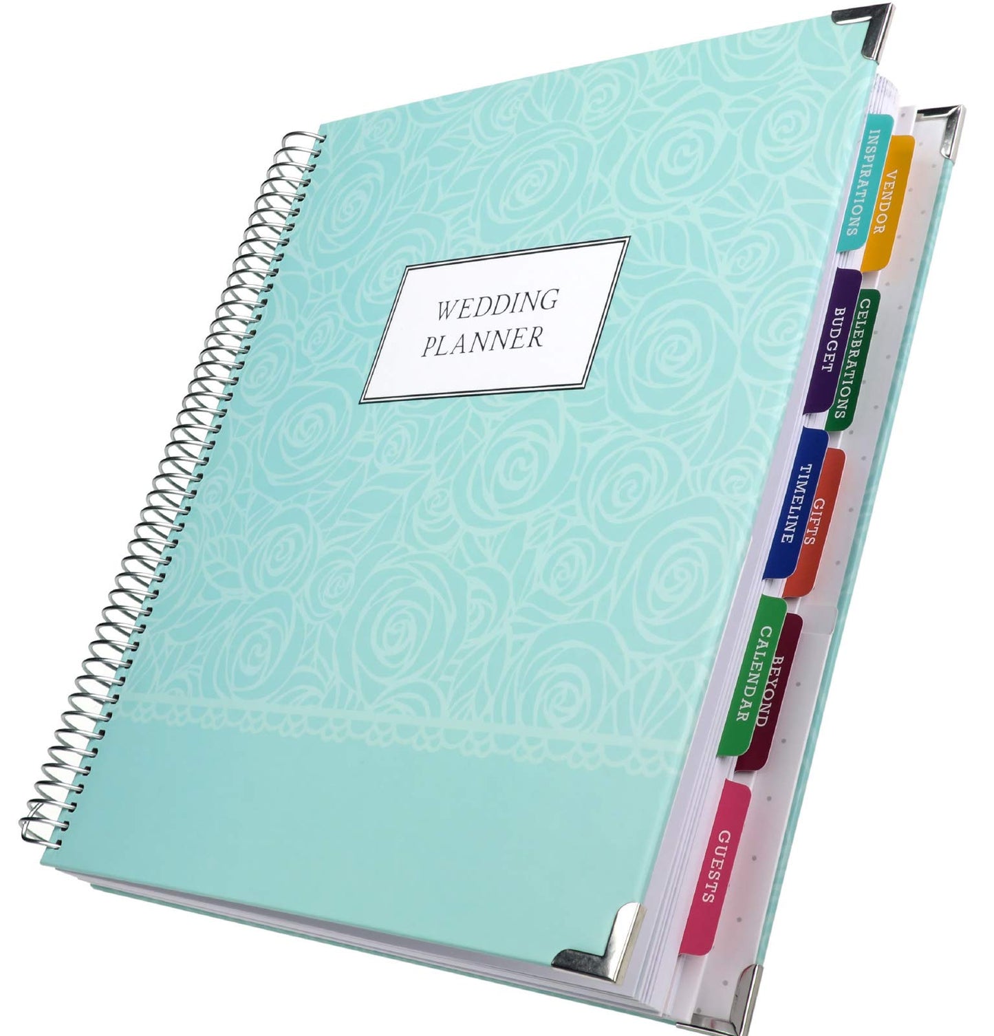 Global Printed Products Wedding Planner 9x11 Hardcover Organizer, Bookmark, Planning Stickers, Business Card Holder, and Pocket Folders