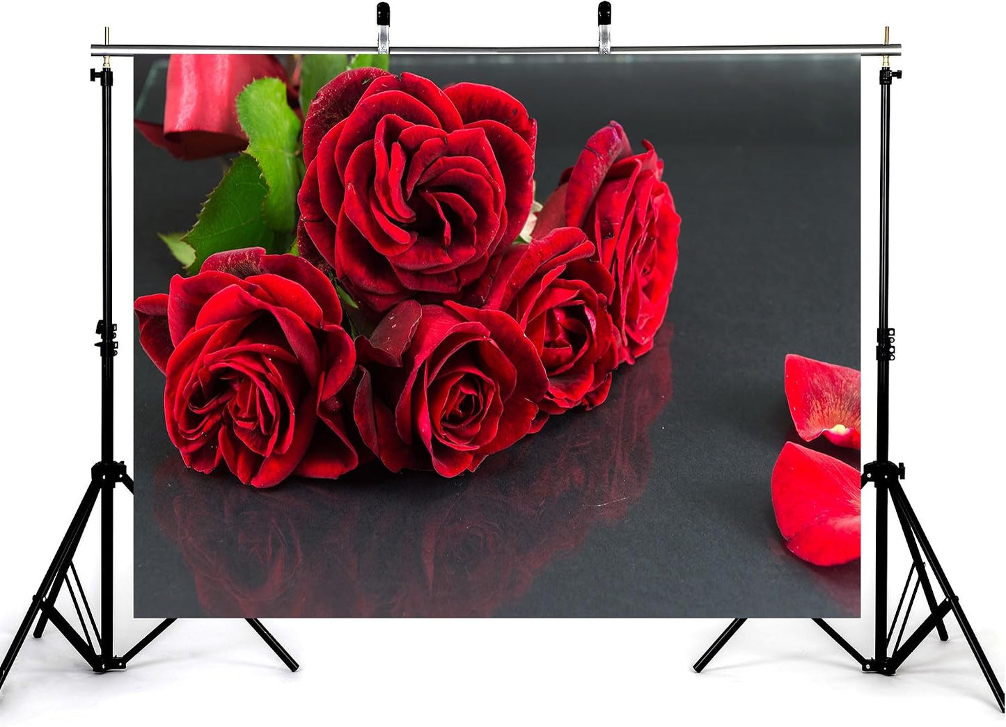 KeyWork 5x4ft Red Rose Bouquet Backdrop Fresh Bloom Petal Photography Background for Valentine's Day Gift Party