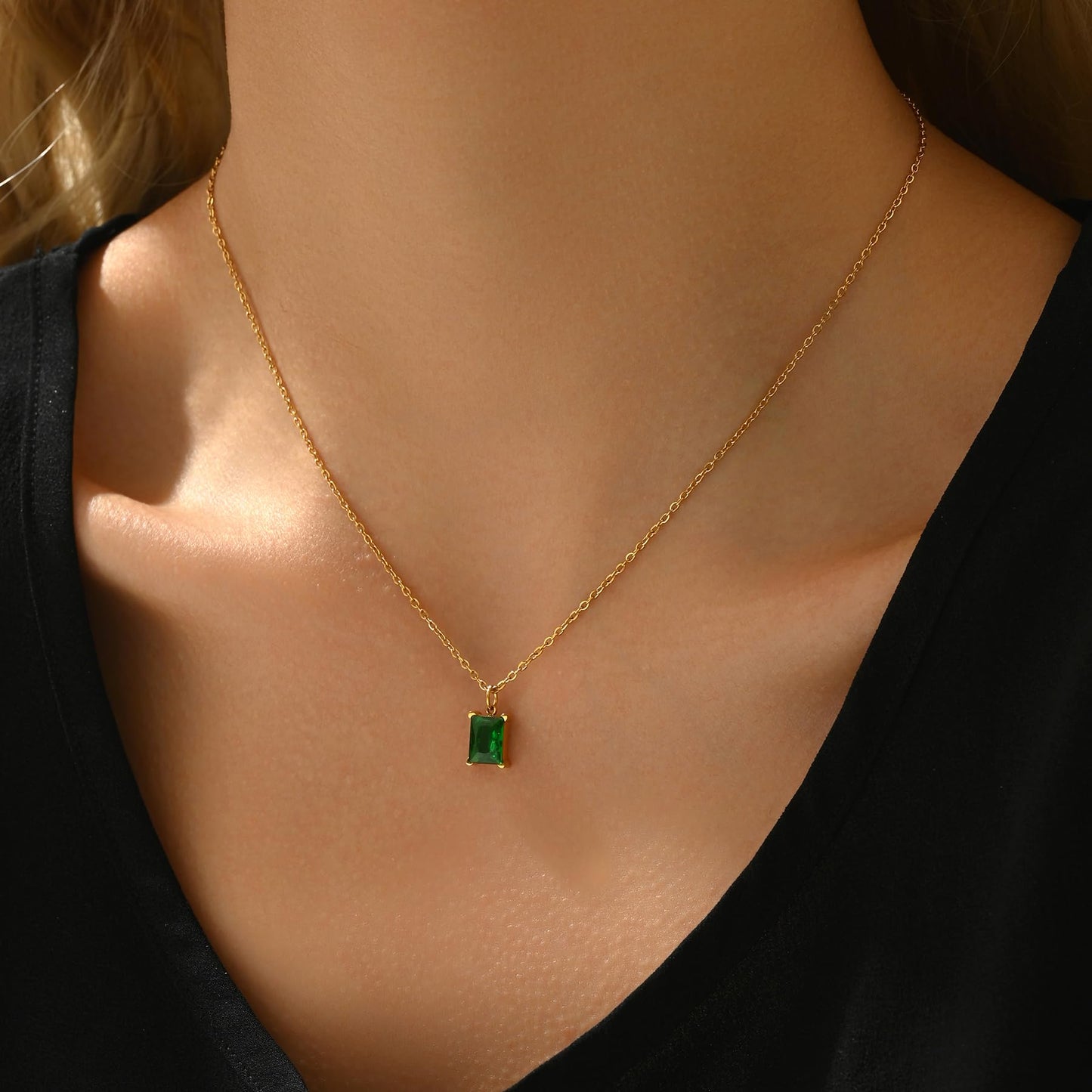 Jewigo Cubic Zirconia Necklaces for Women 18K Gold Plated Tear drop Necklace Dainty Layered CZ Lariat Diamond Necklace