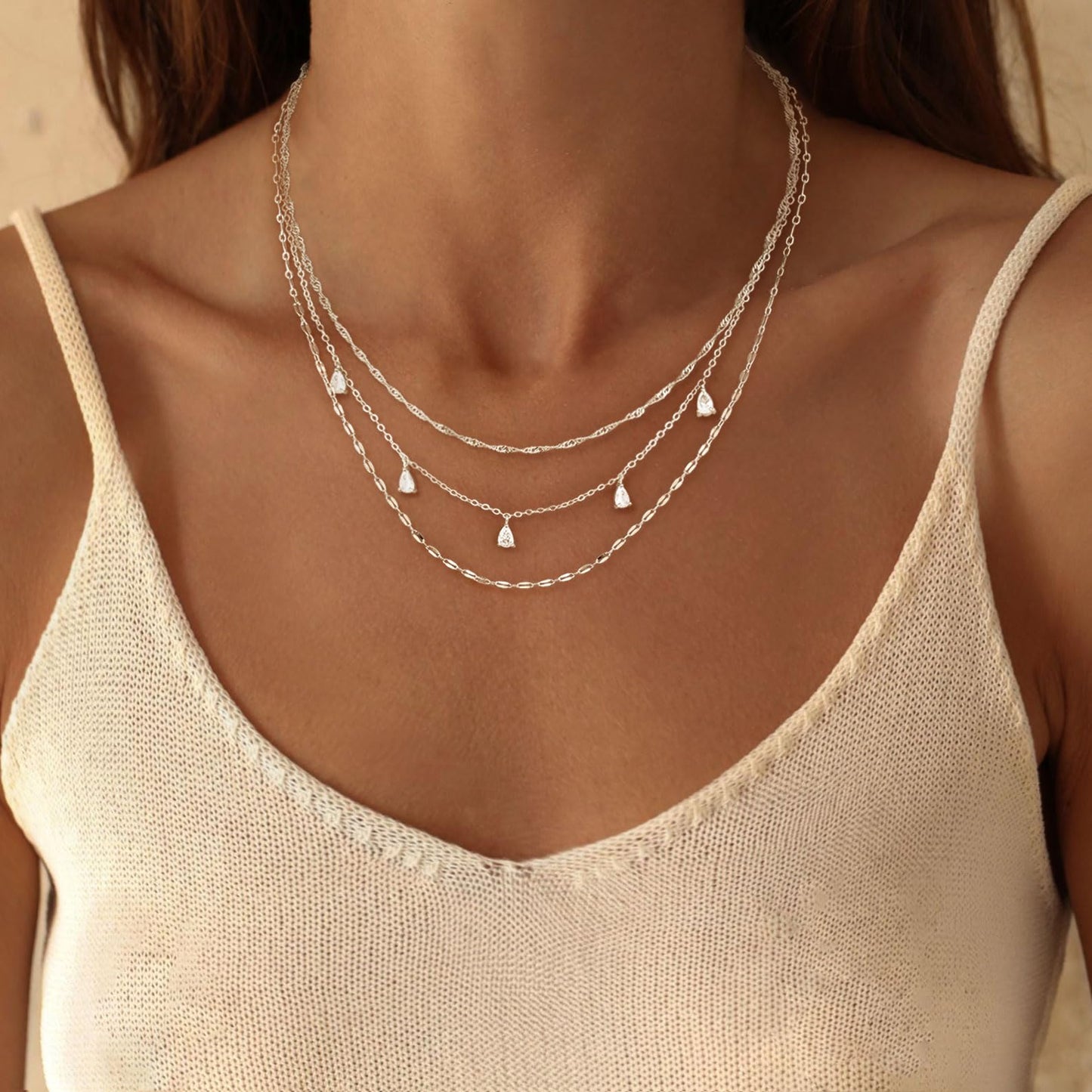 SELFROSE Silver Necklace For Women,Cute Summer Choker Necklaces Stack Dainty Silver Necklace Set Fashion Everyday Layered Pendant Necklaces For Women Trendy Womens Prom Jewelry Set
