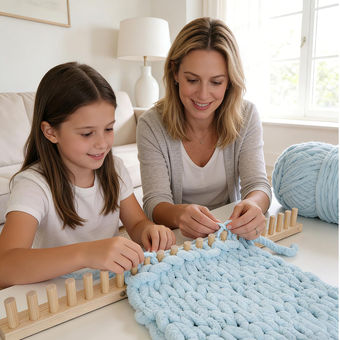 ARTACE 62" Chunky Blanket Loom, Extra Large Wooden Loom for Chunky Throw Blanket, Adjustable Size Hand Knitting Kit, Ideal and Friendly for DIY Beginners