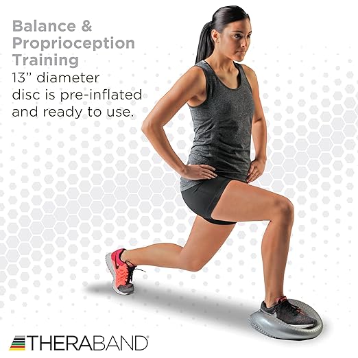 THERABAND Stability Disc, 13-Inch Silver, Latex-Free, Pre-Inflated Balance Cushion for Core Strength, Wobble Seat for Posture & Active Sitting, Wobble Disc for Office Chair or Rehab