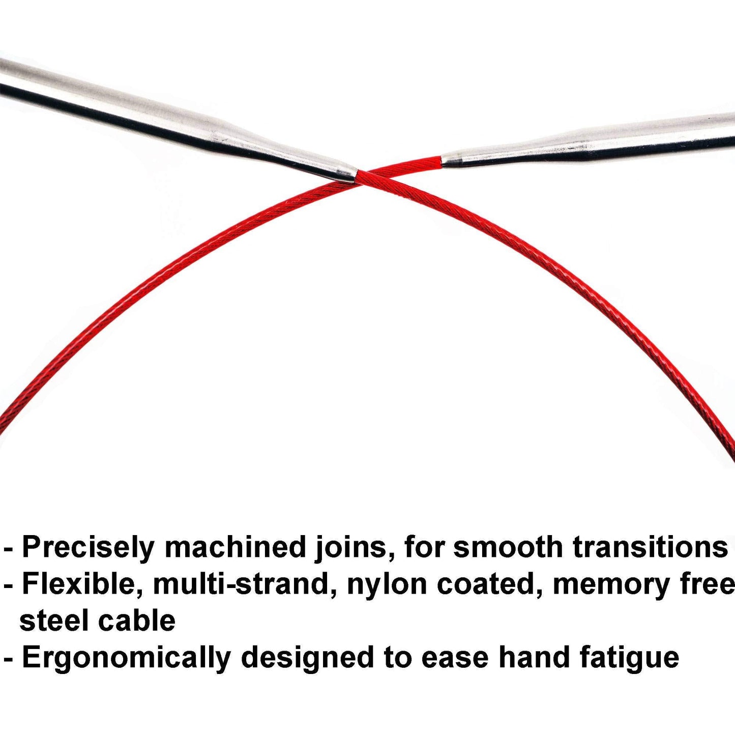 ChiaoGoo Red Lace 40 inch (102cm) Circular Knitting Needles US Size 8 (5mm) Stainless Steel 7040-8 with Stitch Holder