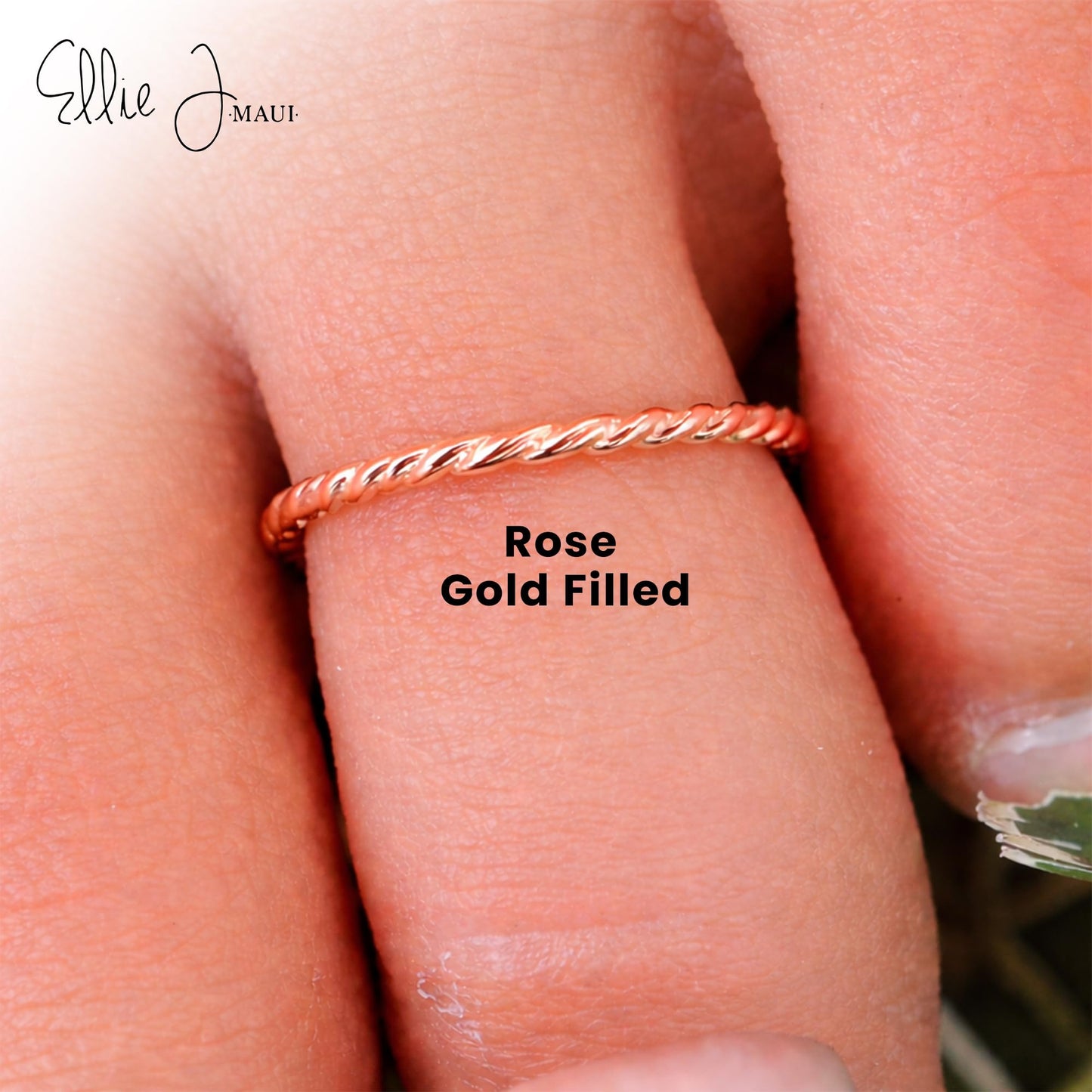 Ellie J Maui Rose Gold Adjustable Toe Ring / 14k Gold Fill/Solid 925 Sterling Silver Rope Twist Design Open Cuff For Women Body Jewelry (Single Rose Gold)