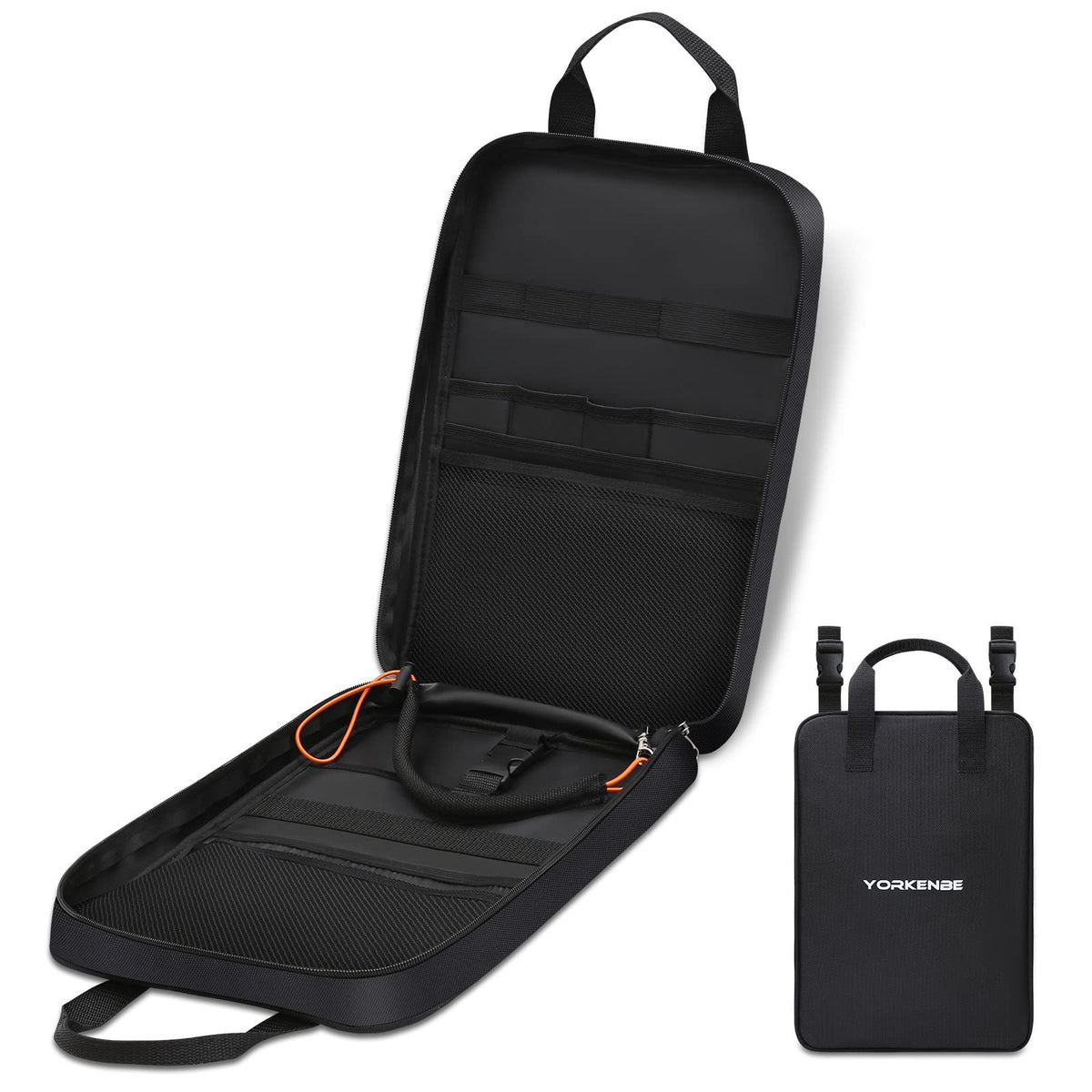 Yorkenbe Camp Kitchen Organizer, High Capacity Camping Cooking Utensils Bag, with Hanging Hooks and Paper Towel Holder, Multi-pocket Waterproof Portable Storage for BBQ Outdoor Cooking Essentials