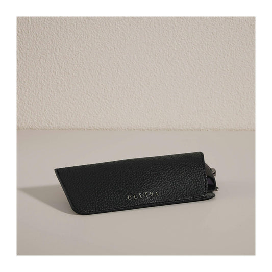 OLETHA Soft Glasses Case Set of 2 - Aesthetic Slim Travel Pouch for Sunglasses Eyeglass Reading Glass - Black