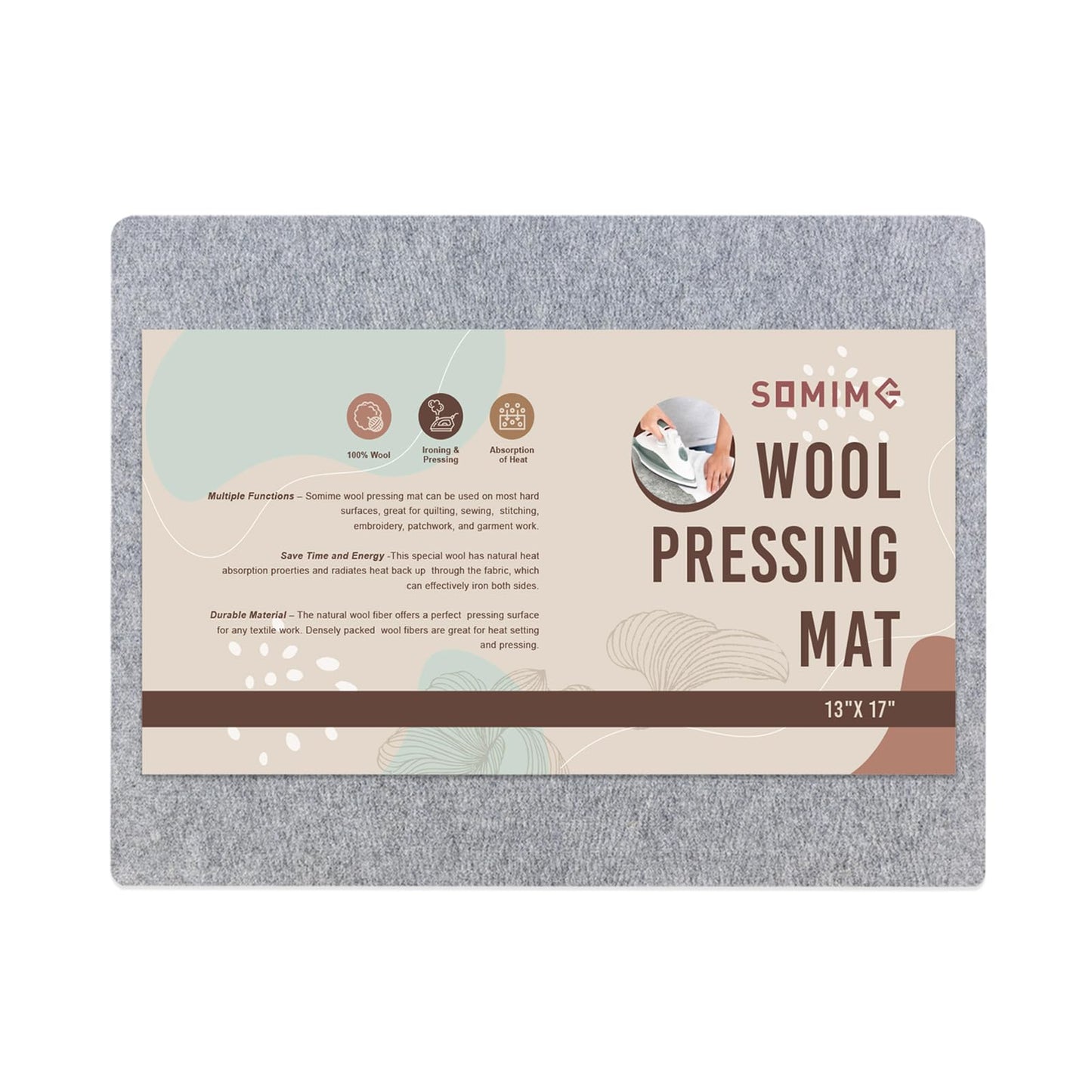 Somime 13x17" Wool Pressing Mat, 100% New Zealand Wool Ironing Mat, Felted Wool Ironing Board for Sewing, Quilting, DIY Crafts, and Embroidery