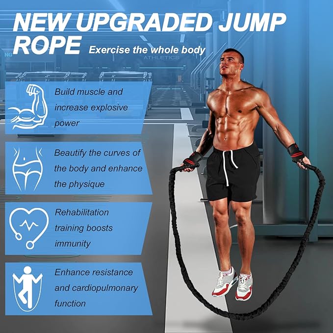 Battle Ropes for Home Gym, Exercise Rope 1.26/1.5inch, 30 40FT Heavy Battle Rope Weighted Battle Rope Training Heavy Rope for Workout Exercise