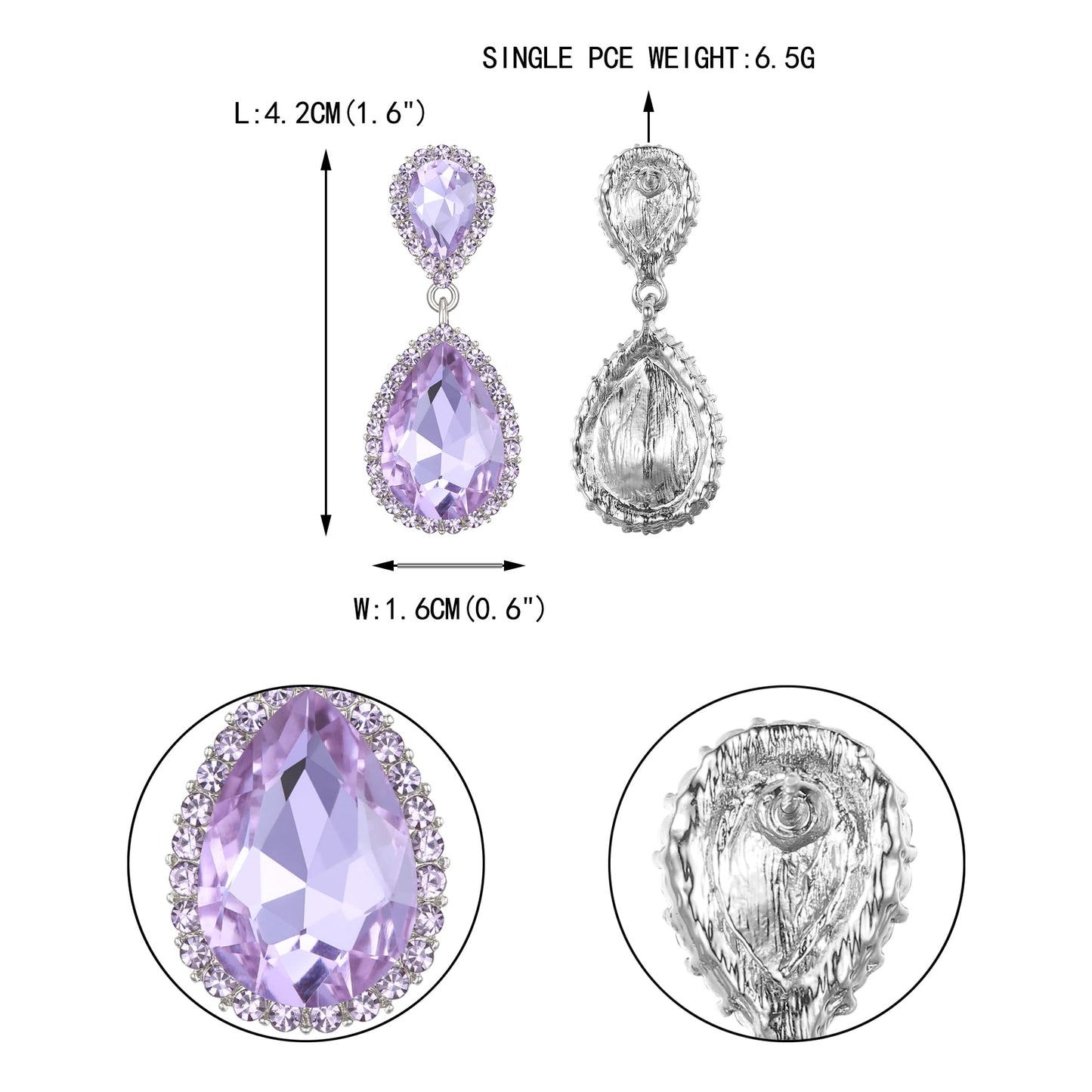 EVER FAITH Austrian Crystal Homecoming Party Dangle Earrings, Elegant Wedding Prom Waterdrop Pierced Earrings for Women Lavender Color