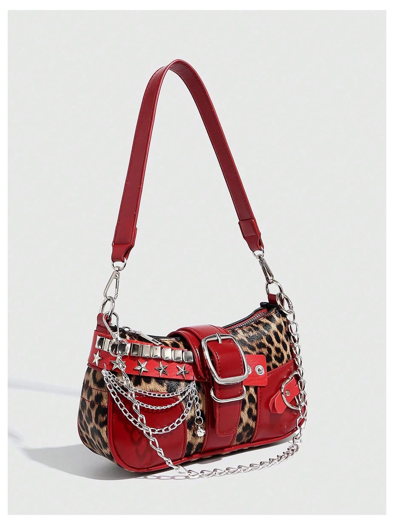 Verdusa Women's Y2k Star Embroidery Shoulder Bag Mini Chain Hobo Handbag Purses