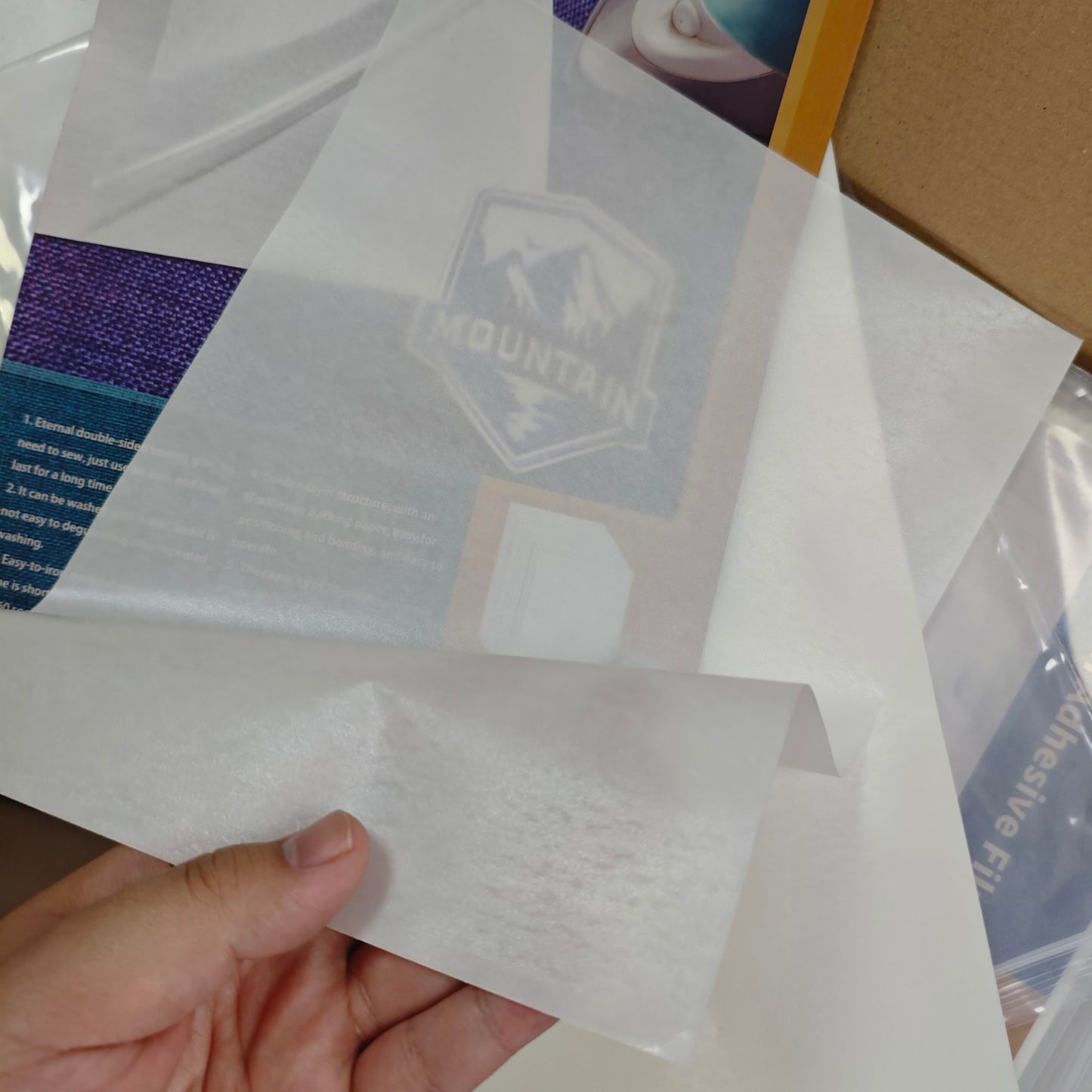 KEPAIBOS Lightweight M A4 Size 20 PCS X 6 Double Sided Iron On Adhesive Sheets with Backing Easy-Iron Permanent Fusible Patch Fabric Glue (Transparent, Standard 20 Sheets × 6)