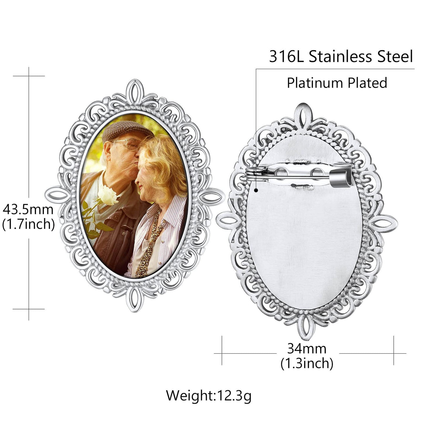 Custom4U Custom Photo Brooch Pin Picture Pins Customized Wedding Bouquet Charm Memorial Boutonniere Pin Memorial Gift for Women Men