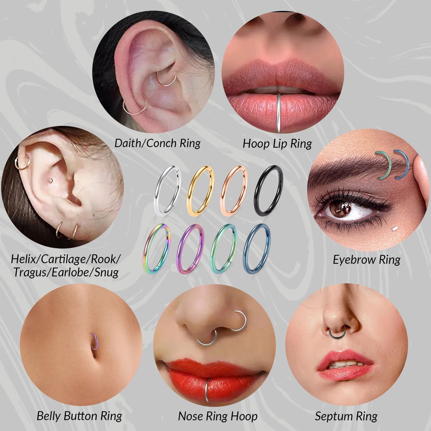 GAGABODY 2pcs 6mm Tragus Earrings Hoop Cartilage Earring Hoop 20g Nose Ring Surgical Steel Black Nose Rings 20 Gauge Helix Earring Daith Earrings Small Hoop Earrings 6mm Nose Hoop
