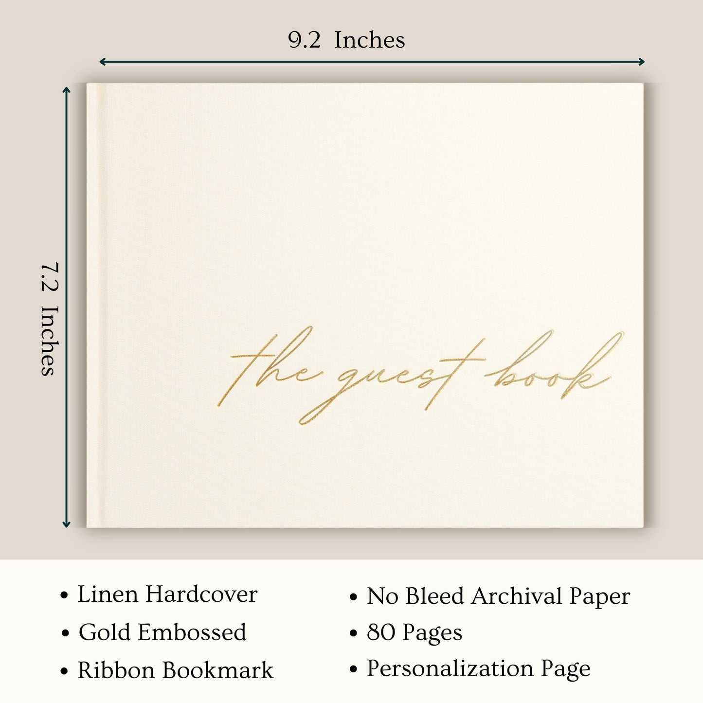 Paperell Wedding Guest Book – Guest Book for Wedding Reception with Linen Hardcover & Gold Foil Embossing – Unlined, No-Bleed Pages – Perfect Keepsake for Sign-Ins & Polaroids – Ivory
