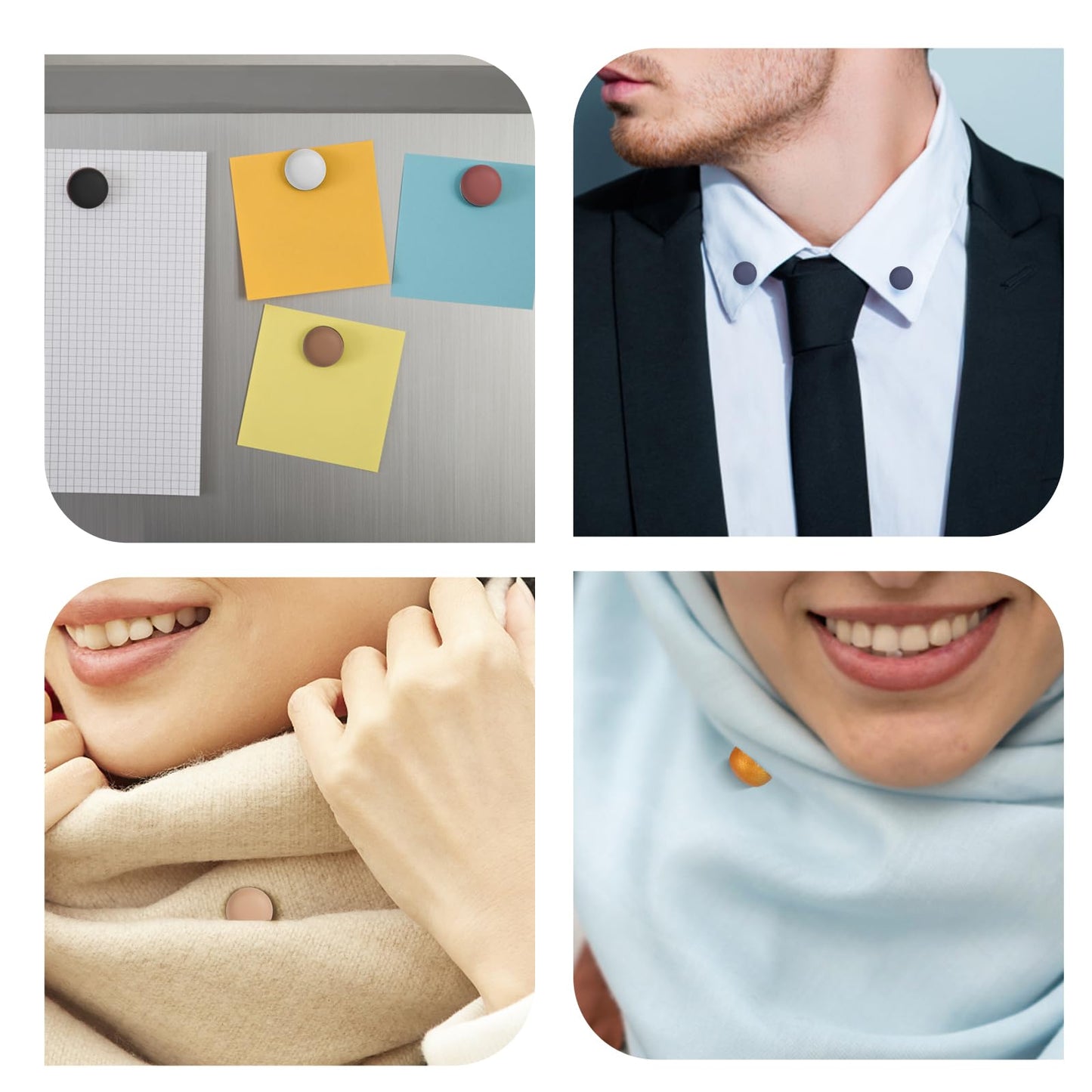 8pcs Strong Hijab Magnetic Pins, No-Snag Hijab Magnets Multi-Purpose Hijab Magnet Pins Colorful Pinless Brooch Small Magnetic Scarf Clasp for Women Hijabs Scarves Clothes