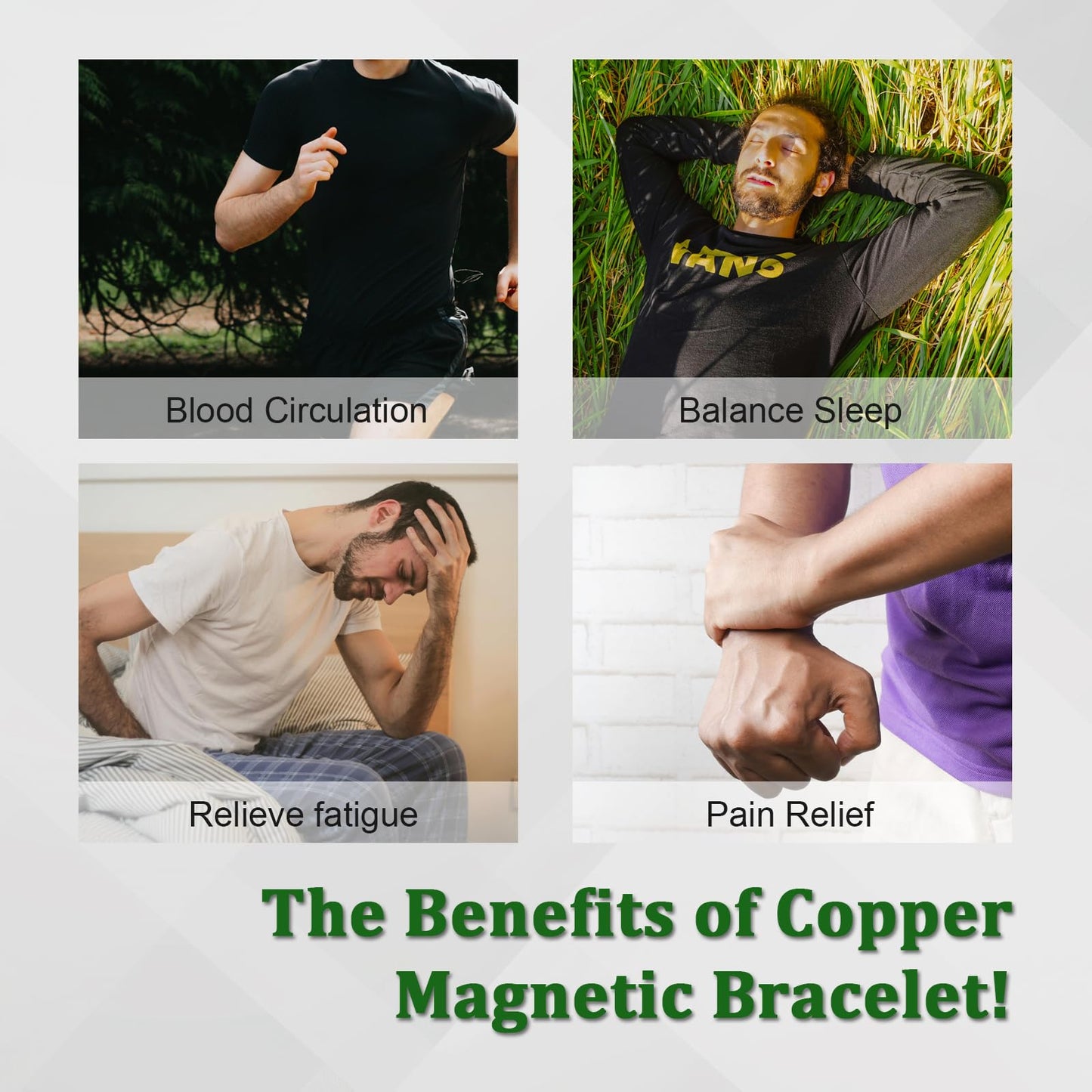 Fashtour Copper Bracelet for Men 99.99% Pure Copper Cross Bracelet Magnetic Chain Link Bracelet Memorial Day Gift Christian Adjustable Jewelry