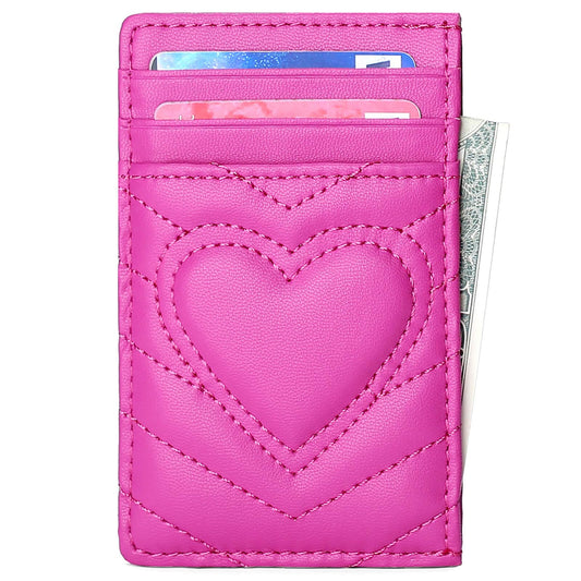 AUNER LEATHER Birthday Gifts for Teen Girls - Graduation Gifts for 10 11 12 13 14 15 16 Year Old Girl, Cute Heart Trendy Stuff, Quilted Leather Card Holder Slim Front Pocket Wallet for Teenage Girls