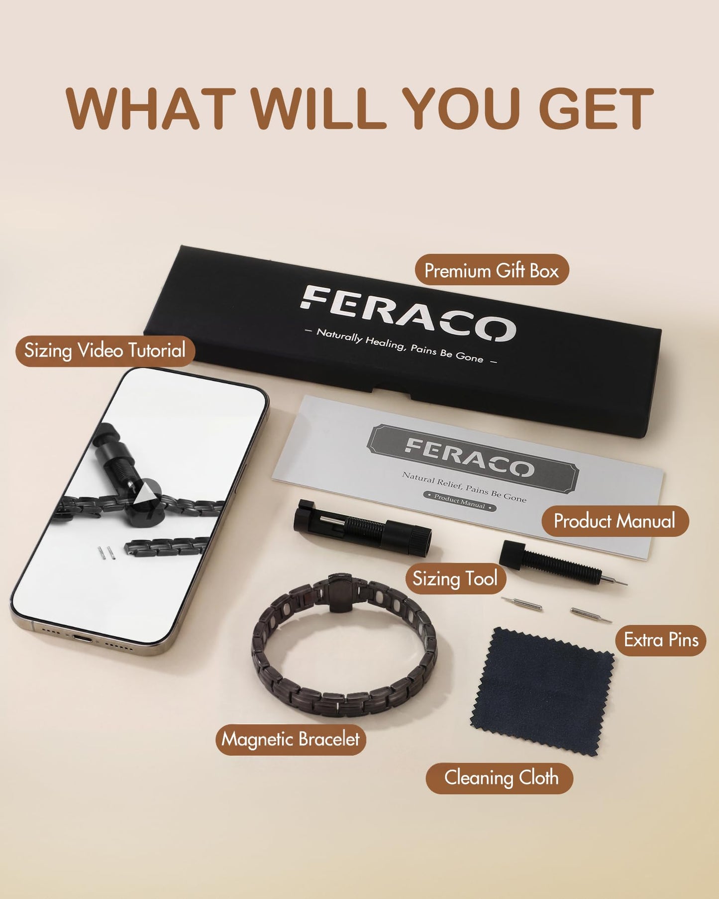 Feraco 5X Strength Magnetic Bracelets for Women, Stainless Steel Magnet Bracelet with Ultra Powerful 5000 Gauss Neodymium Magnets, Upgraded Butterfly Clasp, Adjustable Jewelry Gift