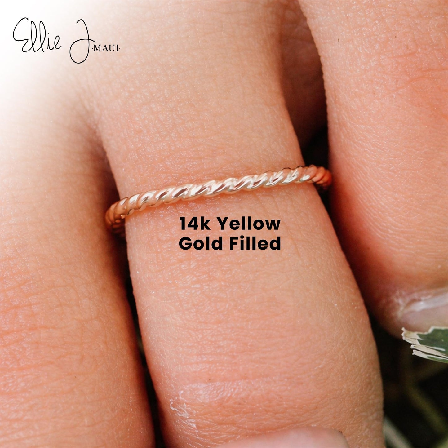 Ellie J Maui Braided Rope Twist Toe Ring Sterling Silver 925, 14k Yellow Gold Filled or Rose Gold Filled, Adjustable Cuff Open Back (Yellow Gold Set of Two)