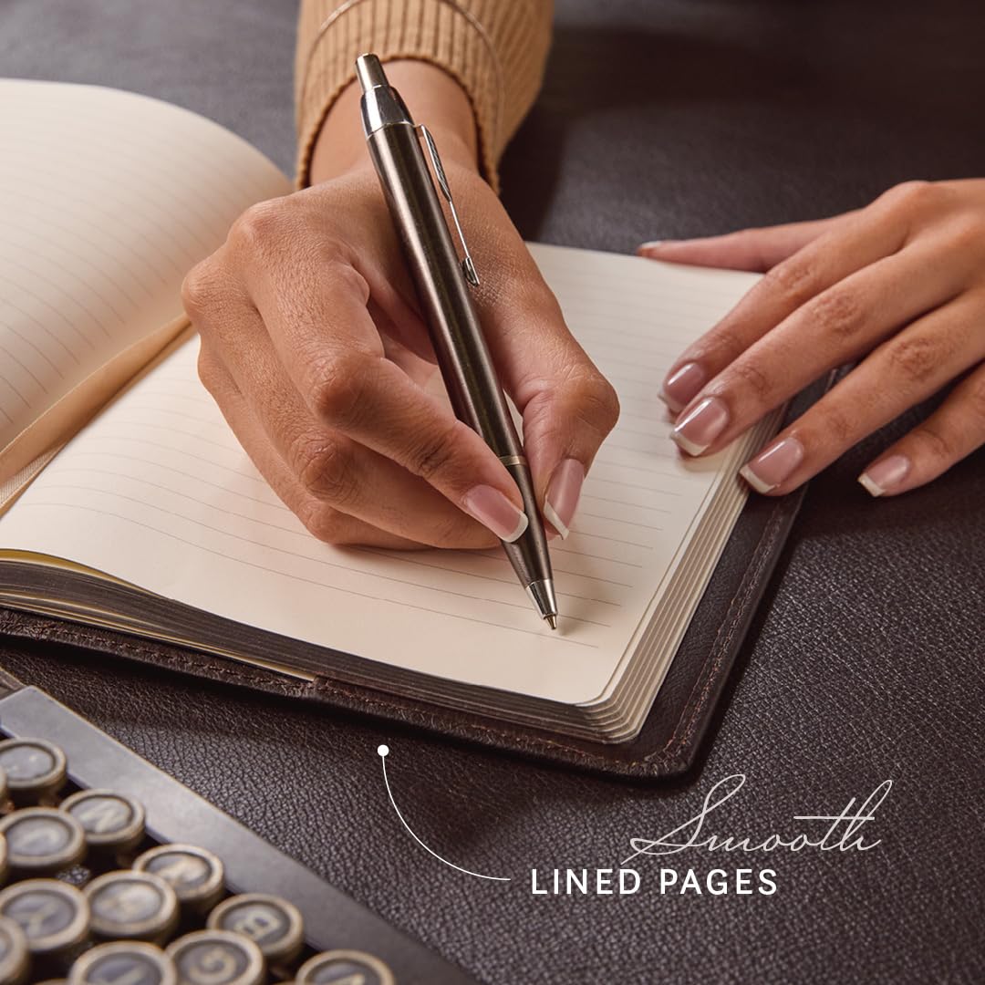 Leatherpress Refillable Journal, Fedora Black Full-Grain Leather Notebook Cover with Insert, 160 Lined Pages, 120 gsm Acid-free Paper, Blank, Lined, Dotted Refills Available, 8” x 5.75” Insert Size