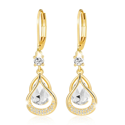 Dangle Trendy Leverback Birthstone Earrings Sliver Plated Teardrop Dangle Earrings Jewelry Christmas Birthday Gifts for Women (Sliver June)