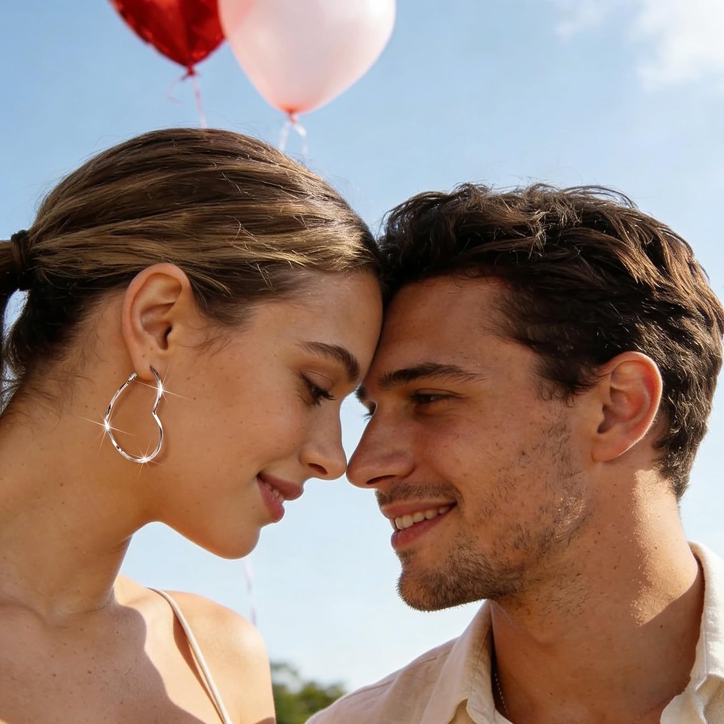 GLOQUAT Silver Plated Heart Hoop Earrings for Women Fashion Large Dangle Earring Heart Shaped Hoop Earrings Thin Hoops Lightweight and Hypoallergenic Trendy Valentie's Gift for Girlfriend Lover 50mm