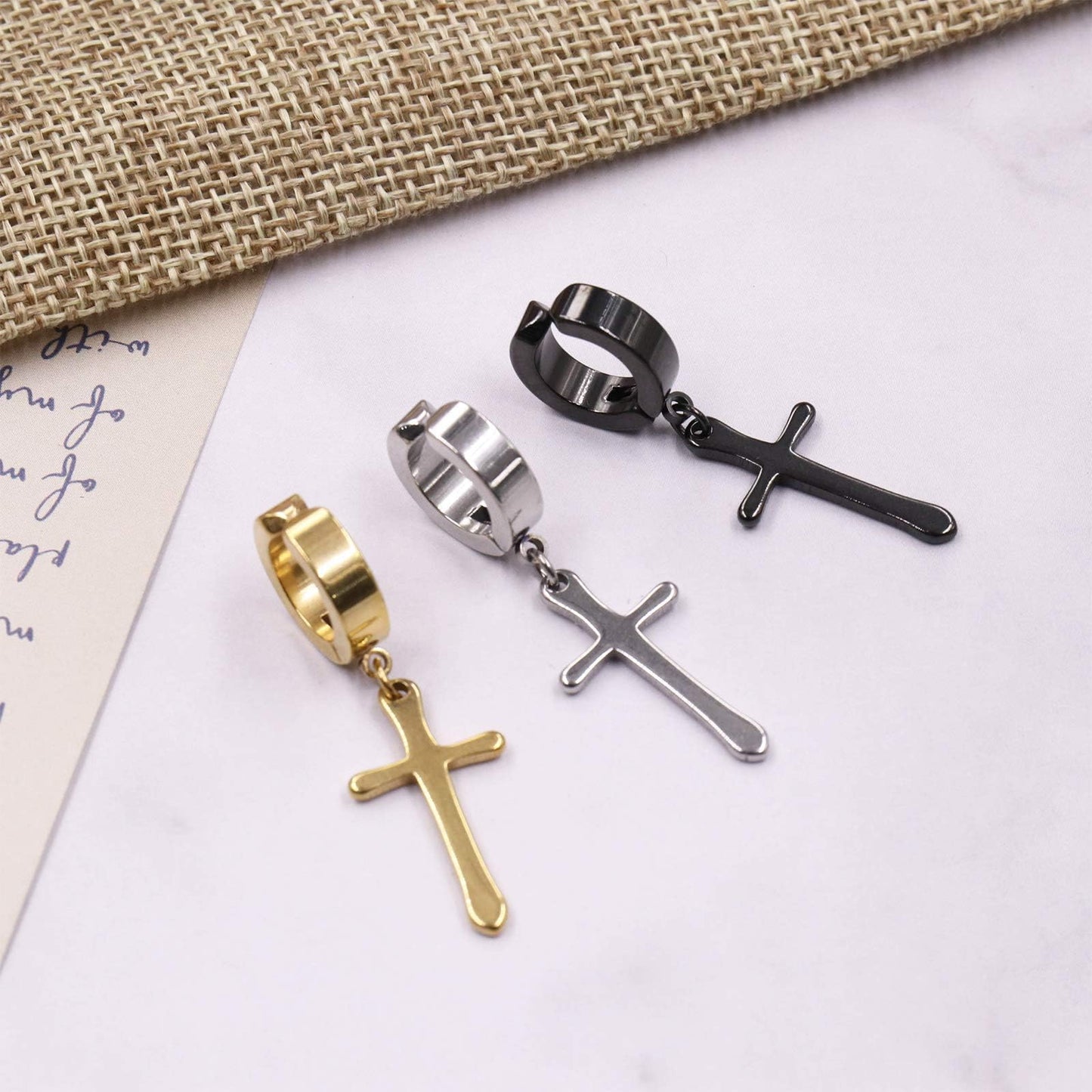 NEWITIN 4 Pairs Stainless Steel Magnetic Earrings for Men Clip on Earring Magnetic Stud Earring Unisex Non Piercing CZ Magnet Studs Diamond Cross Earrings for Women Men