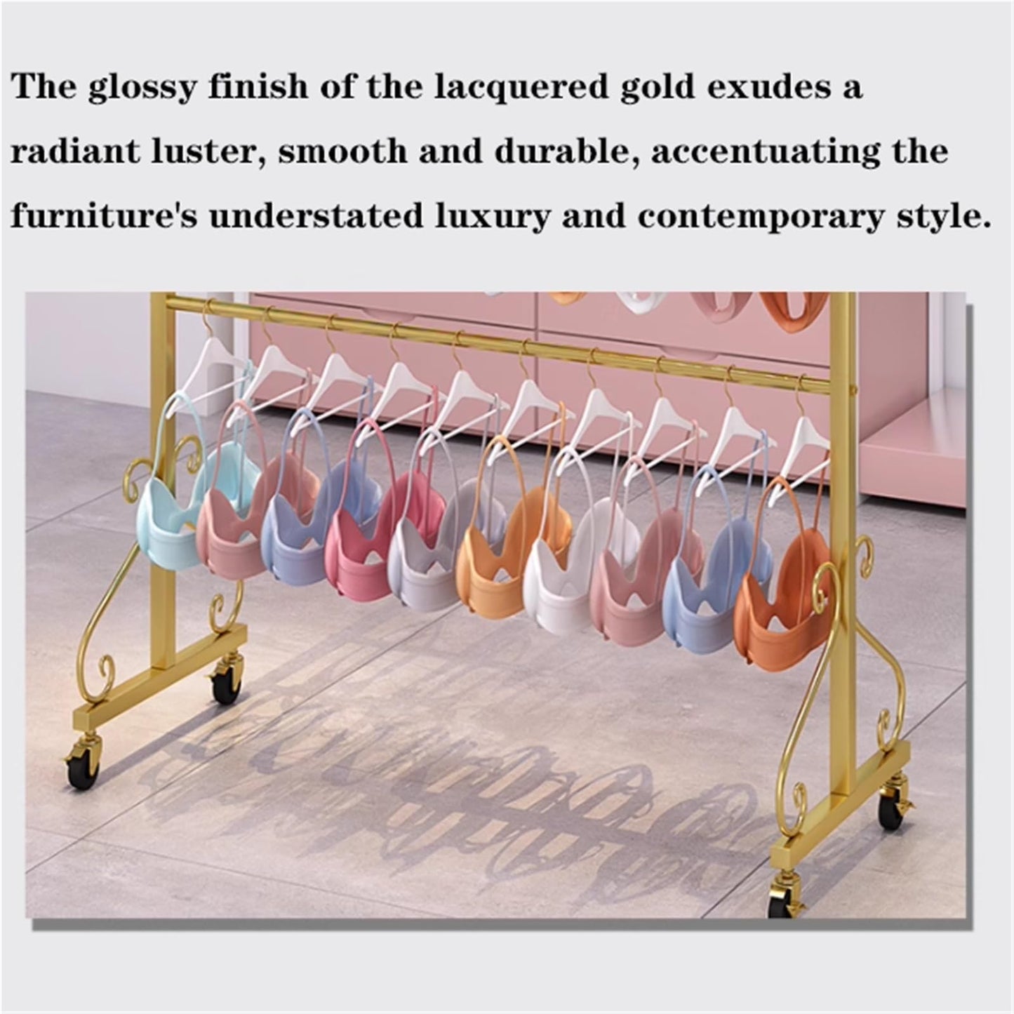 Lingerie Bra Rack Swimsuit Organizer Hanger, Anti-Slip, Underwear Display Stand with Wheels, Commercial Clothing Store Shelf, for Shorts,Hats, Sock, 3 Tier(White,80 * 40 * 130cm)