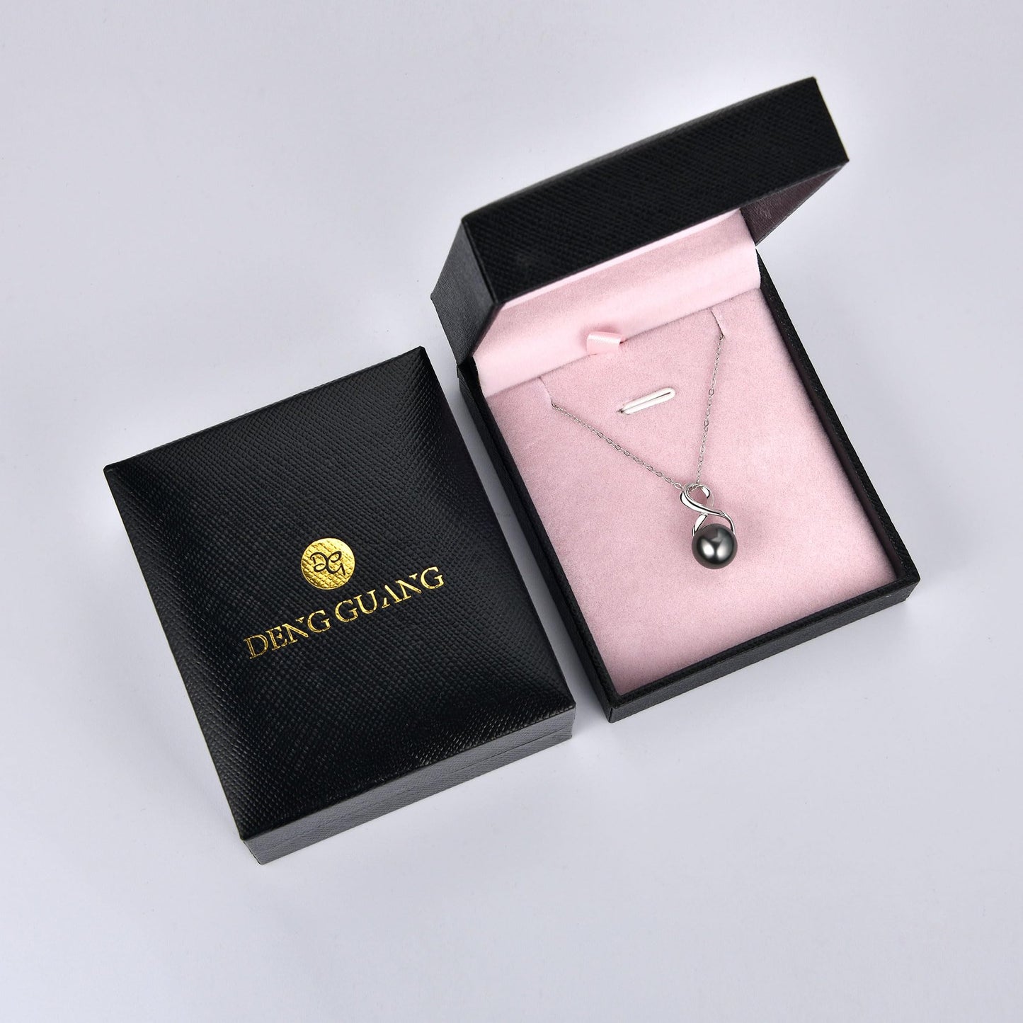 DENGGUANG Genuine Tahitian Black Pearl Necklace for Women, Sterling Silver Infinity Single Pearl Pendant Necklaces, Anniversary Birthday Mothers Day Jewelry Gifts for Mom Her