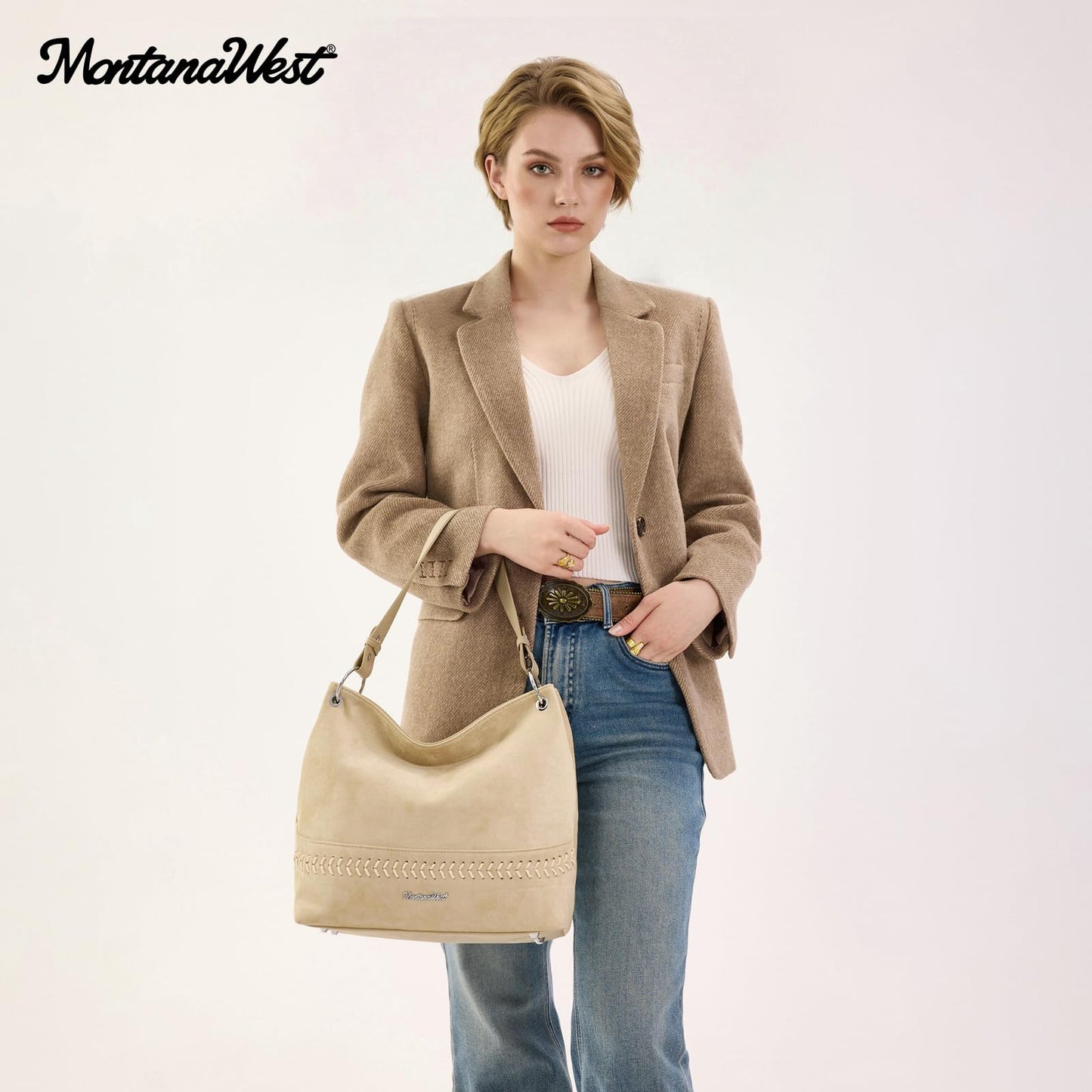 Montana West Hobo Bag Faux Suede Purses for Women Tote Handbag Shoulder Bags with Crossbody Strap MWC-640TN