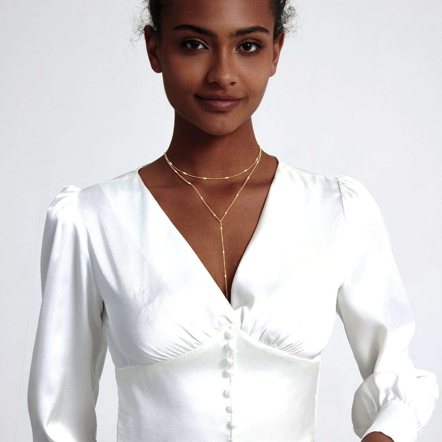 Zeffy Dainty Long Gold Necklaces for Women Trendy Lariat Y Necklace 14k Gold Plated Layered Bar Drop Necklaces Simple Y-Shaped Chain Jewelry Gift