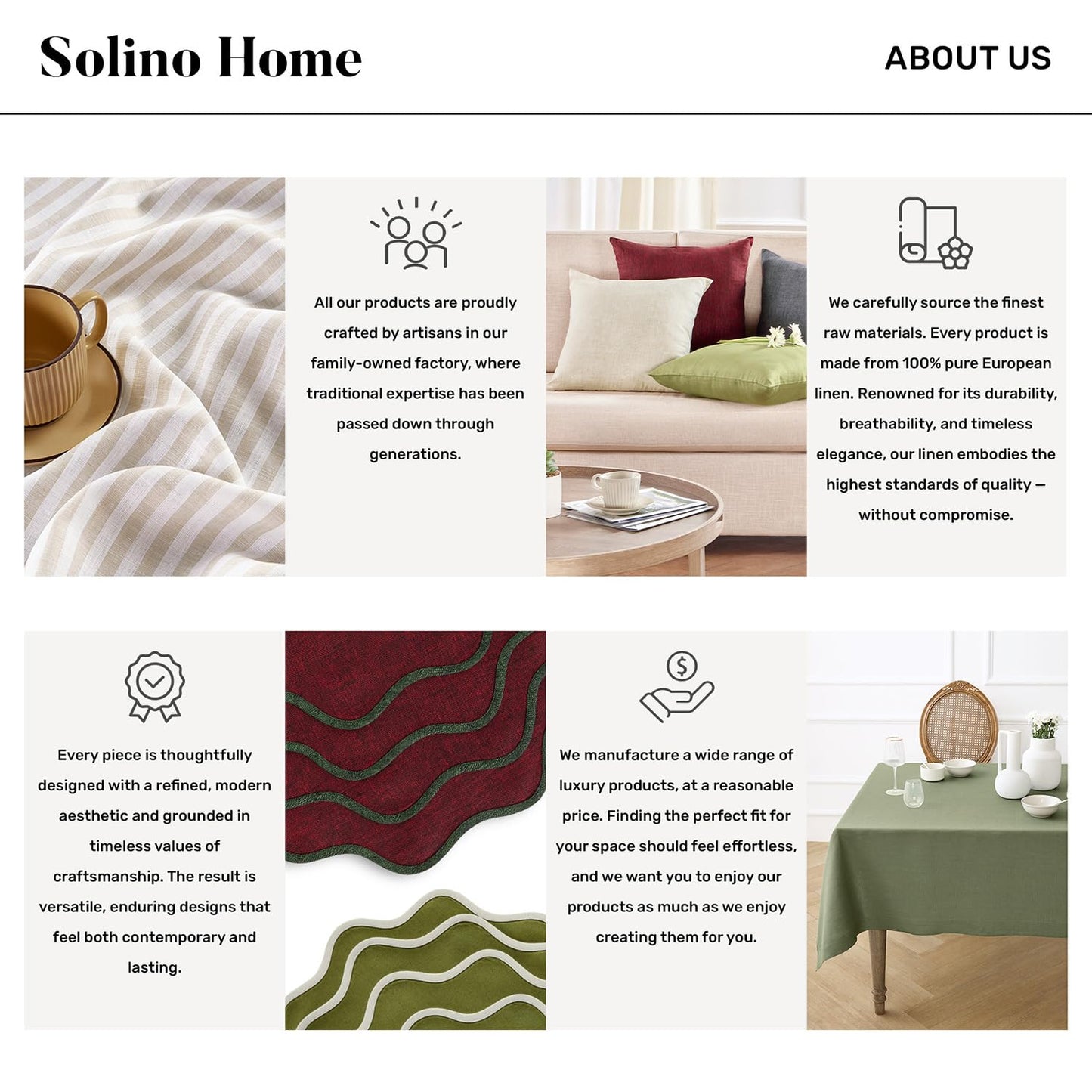Solino Home Linen Table Runner 108 Inches Long - Narrow Stripe, 100% Pure Linen Natural and White Table Runner 14 x 108 Inch for Dining, Spring, Summer, Mothers Day