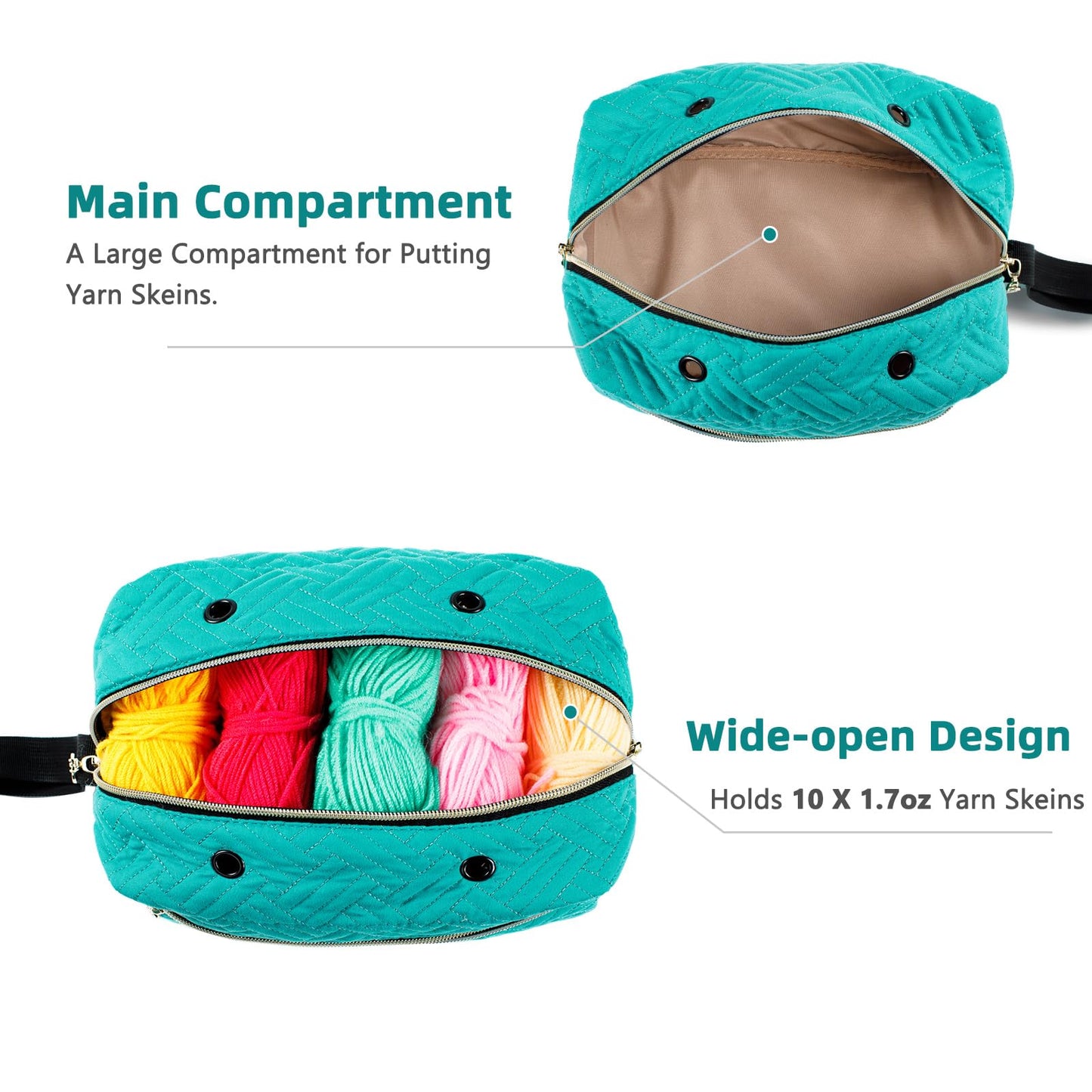 MYBAGZING Small Crochet Bag Organizer - Knitting Bag - Yarn Storage Organizer - Yarn Bag for Crocheting - Yarn Holder for Crochet Accessories, Knitting Needles, Crochet Hooks, Knitting Gifts