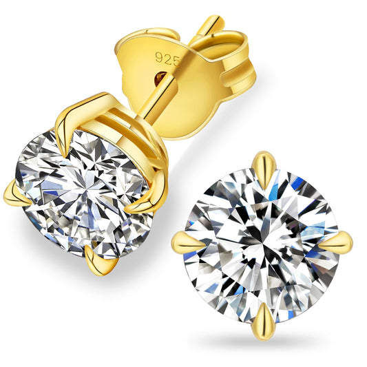 KRKC 0.6-3ct Moissanite Stud Earrings, D Color VVS1 Clarity, Lab Created Diamond Stud Earring for Women, 14K White Gold S925 Sterling Silver Earrings Friction Back for Women Men, Hypoallergenic