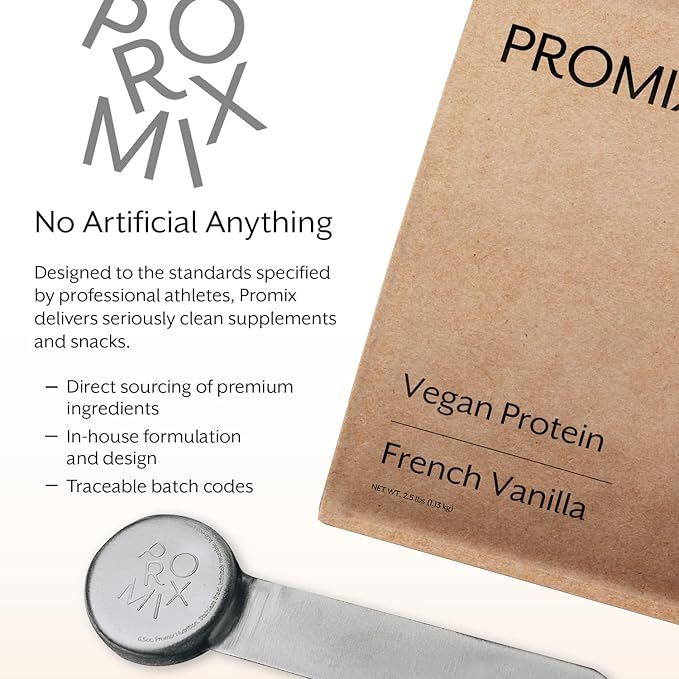 ProMix Nutrition Vegan Protein Powder, 25g Plant Based Organic Canadian Yellow Pea Protein, Vitamin B12, BCAAs, Gluten-Free - Vanilla, 2.5 Pound