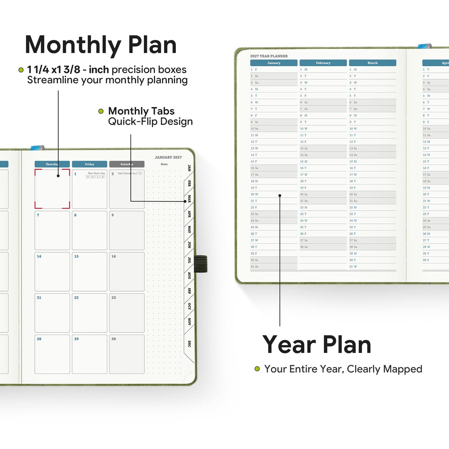 IN-LUXPRO 2026-2027 Weekly and Monthly Planner (July 2026–December 2027),6.5"x8.5",Vertical Layout,18 Months Agenda with Month Tabs & Pocket, Academic Calendar with Vegan Leather Cover,Charcoal Gray